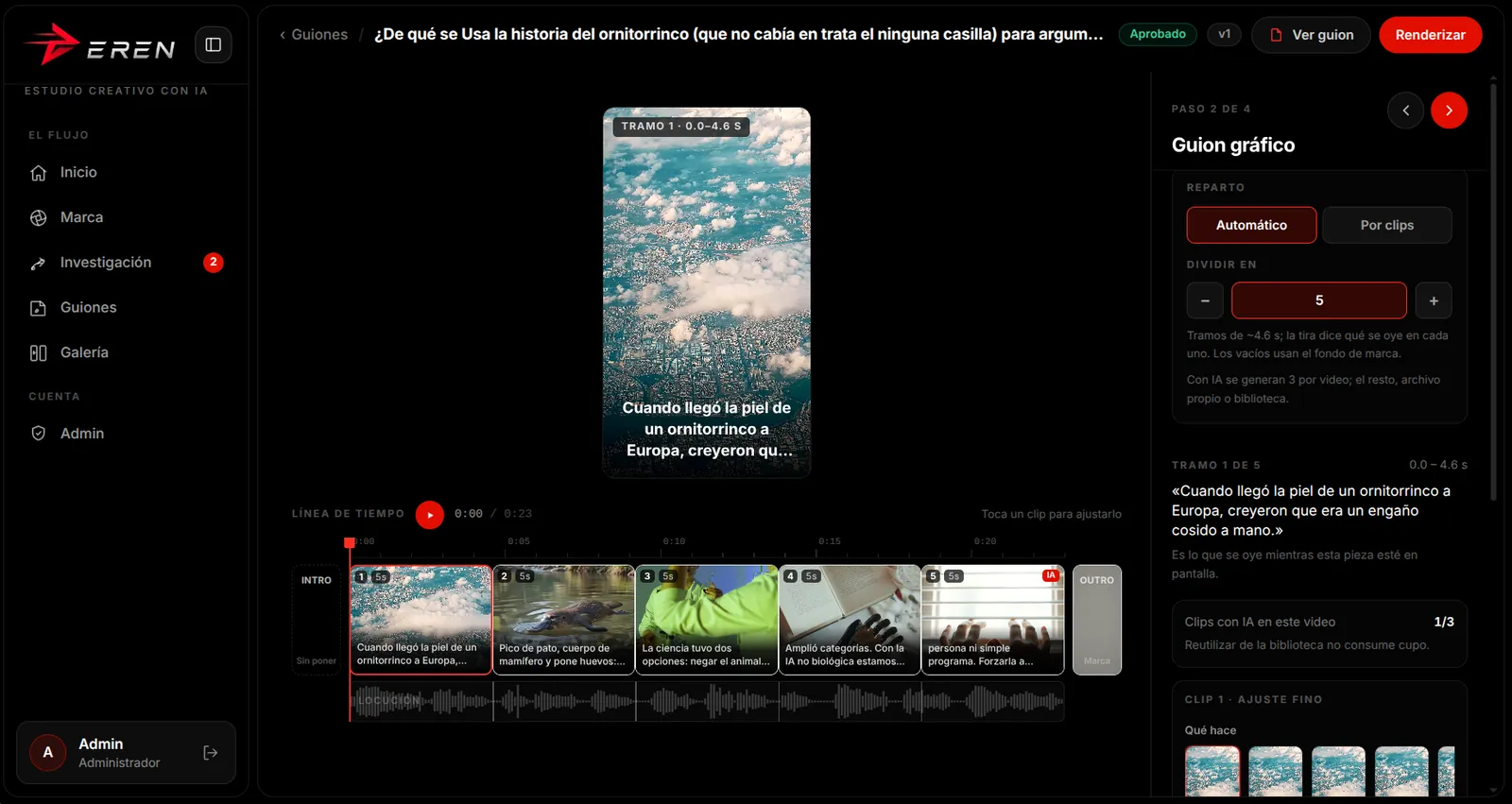 Captura: Estudio de contenido con IA (solución interna)