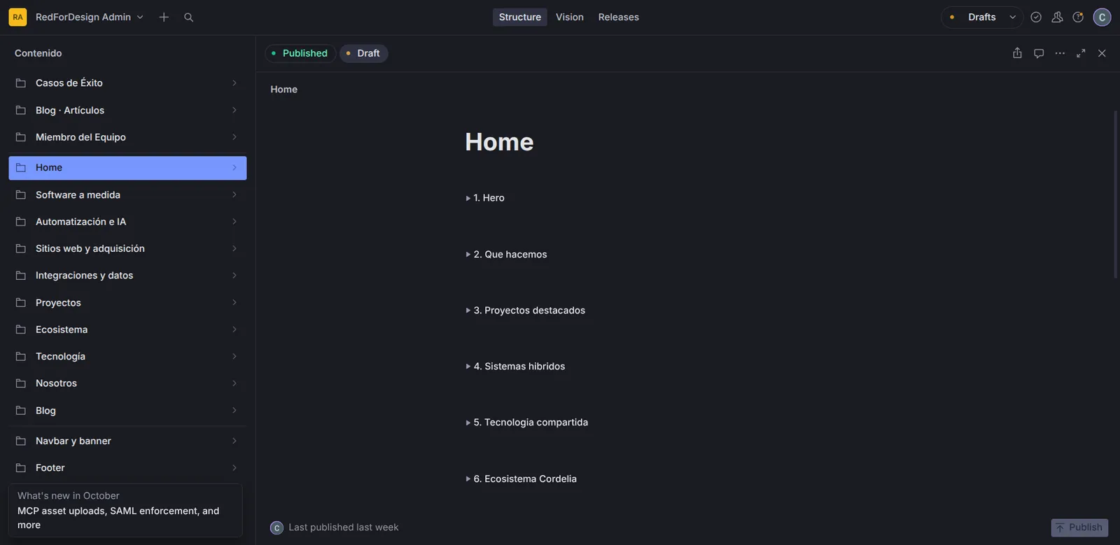 Sitio corporativo con CMS para Redfordesign, captura 2